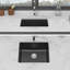 Évier de cuisine en quartz - Évier de bar encastrable en composite de granit noir 21 po x 18 po x 9,65 po