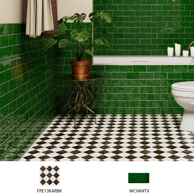 Kings Arles 13 In. X 13 In. Ceramic Floor And Wall Tile, Black/Beige