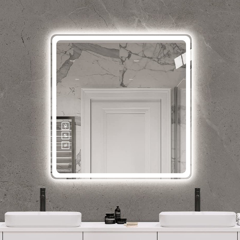 Miroir de salle de bain à DEL 36 x 36 po, brouillard, rouille, brillance 36 * 36 po