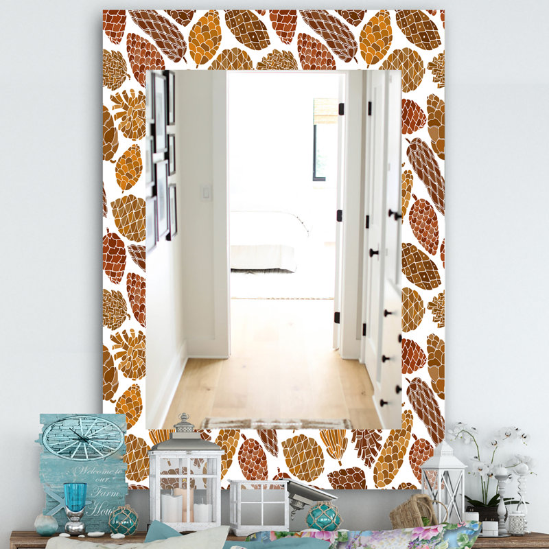Miroir mural traditionnel à cônes de pin, H 24 po x l 32 po