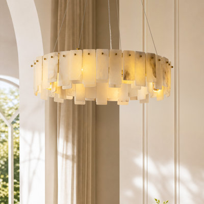 Lustre en albâtre naturel à 8 lumières de 60 cm (23,6 po), lustre en marbre naturel