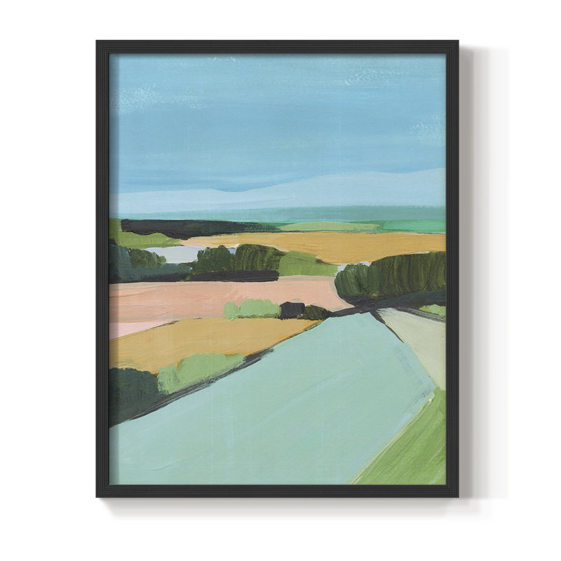 Bright Colored Countryside II Framed Print - Solid Wood, Black, 10" H x 8" W