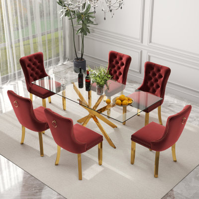 Rectangle Glass Dining Table Set