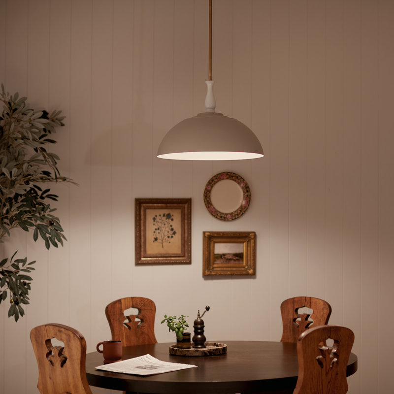 1 - Light Single Pendant, Greige, 16.25" H x 18" W x 18" D