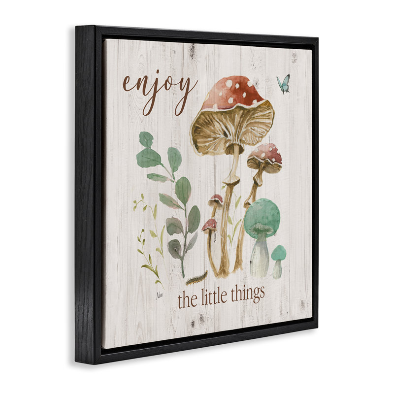 «Enjoy Little Things», art mural encadré flottant par Nan, Cadre flottant noir de jais, H 25 po x l 25 po