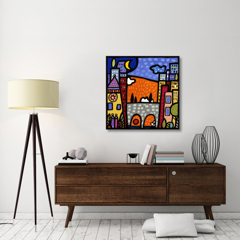 «Il Ponte Del Paese» par Wallas - reproduction d'art sur toile tendue, H 24 po x l 24 po x P 1,5 po, Toile tendue, Aucun mat
