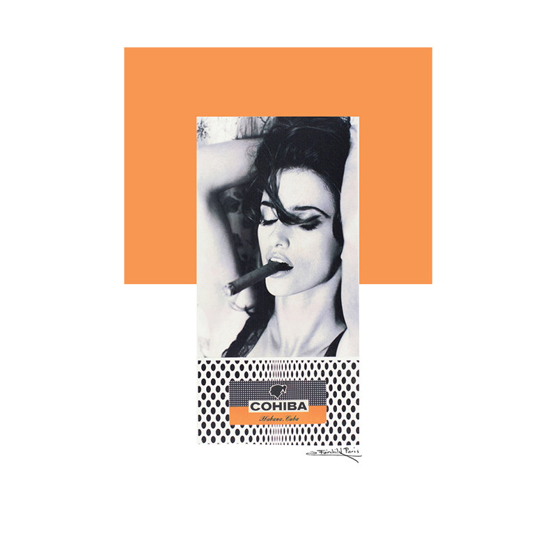 Femme et cigares, H 20 po x l 16 po x P 1,25 po