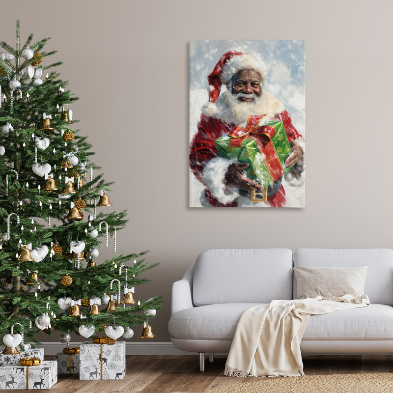 Art mural sur toile Père Noël et cadeau par Imagine It Images, H 45 po x l 30 po