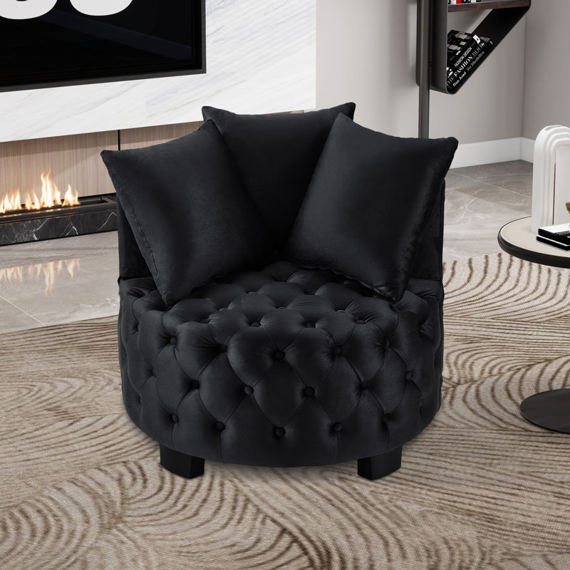 Fauteuil demi-tonneau capitonné 31,23 po, Noir