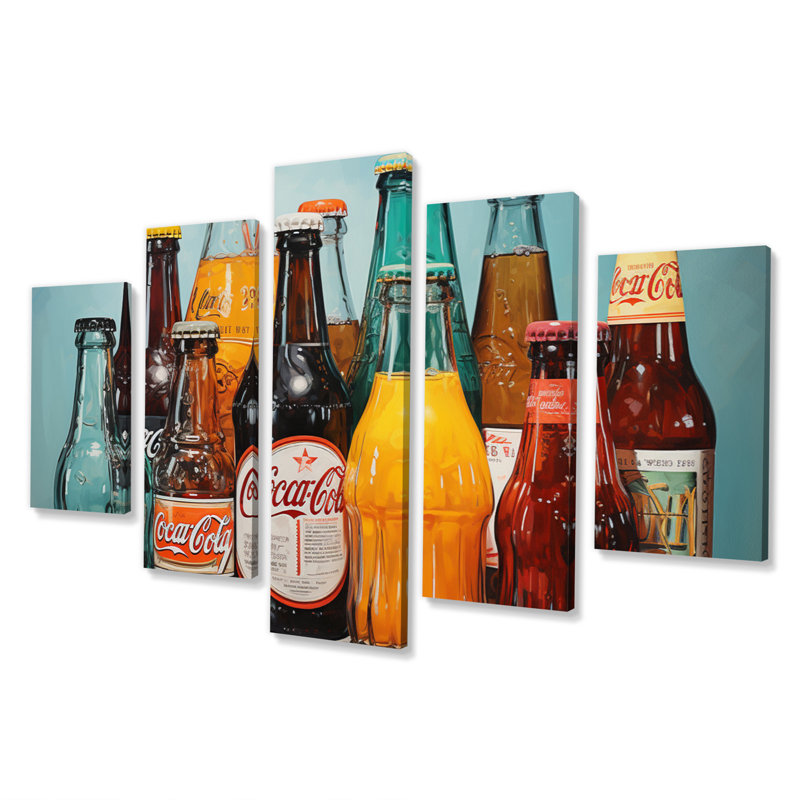 Vintage Soda Harmony I - Décoration murale aliments et boissons - 5 panneaux