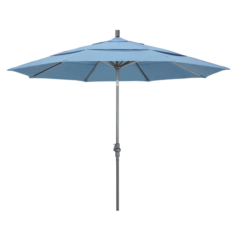 Parasol de marché Broadmeade octogonal Sunbrella, Toile toile Sunbrella® bleu ciel, Gris martelé