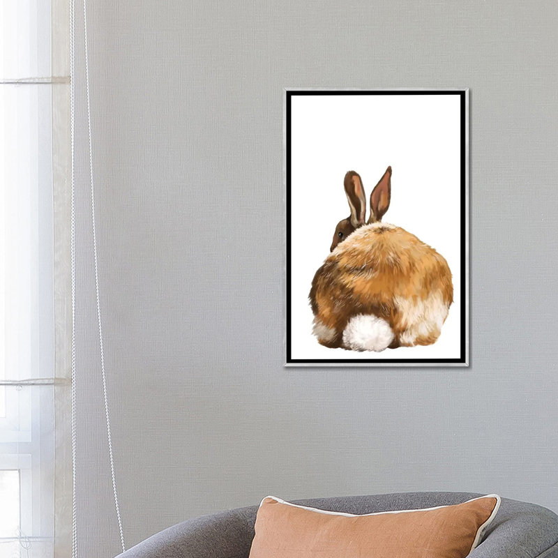 Art de lapin, H 26 po x l 18 po x P 1,5 po, Toile avec cadre argenté