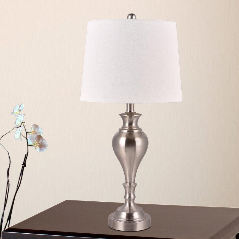 Ensemble de lampes de table 27 "avec USB Sandhurst, Argent, Blanc