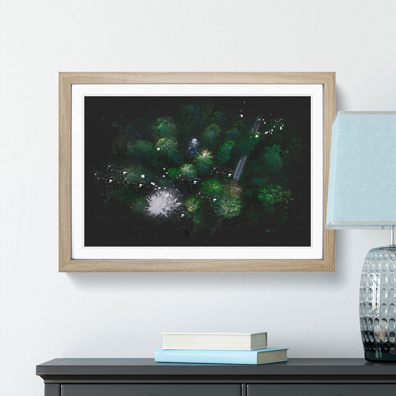 Green Forest N Sweden - Picture Frame Graphic Art Print, Oak Framed, 45cm H x 63cm W x 2cm D
