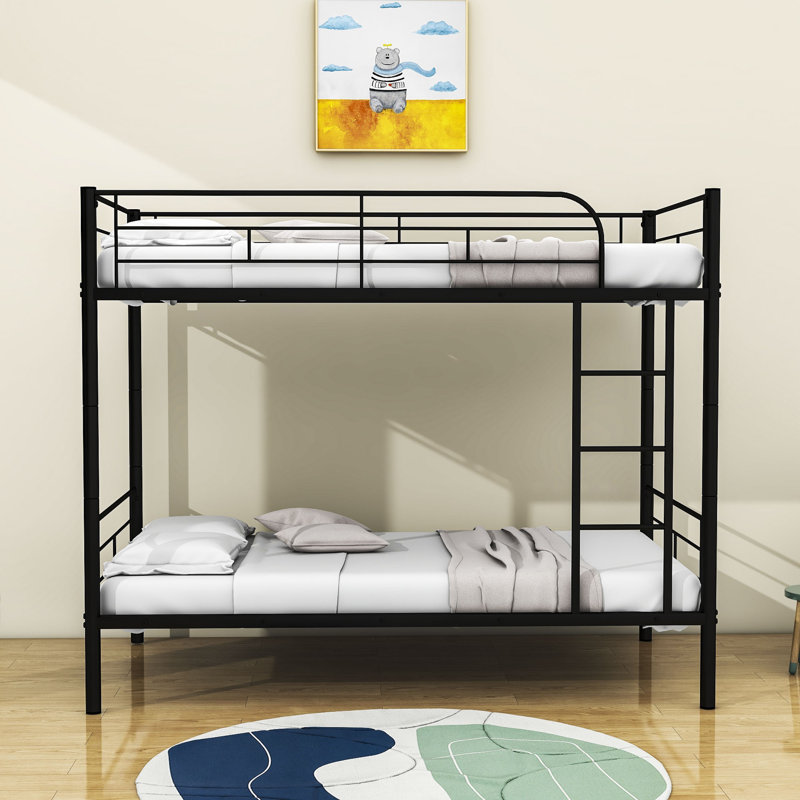 Twin Over Twin Metal Bunk Bed, Black