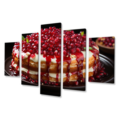 «Pomegranate Cake Mmmmmmm I - Impression sur toile nourriture et boissons - 5 panneaux