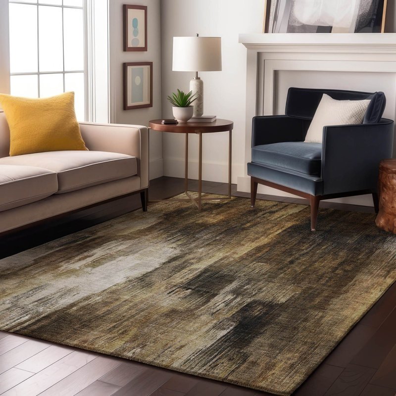 Premium Machine Washable Cerrito AMF567 Chocolate Rug, Rectangle 8' x 10'