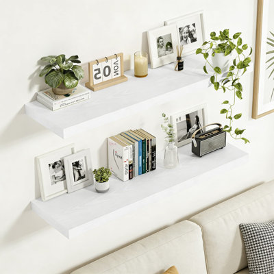 Tablettes flottantes avec supports invisibles, tablettes murales profondes de 12 pouces pour le salon, la chambre à coucher, la salle de bain, la cuisine et le bureau, ensemble de 2