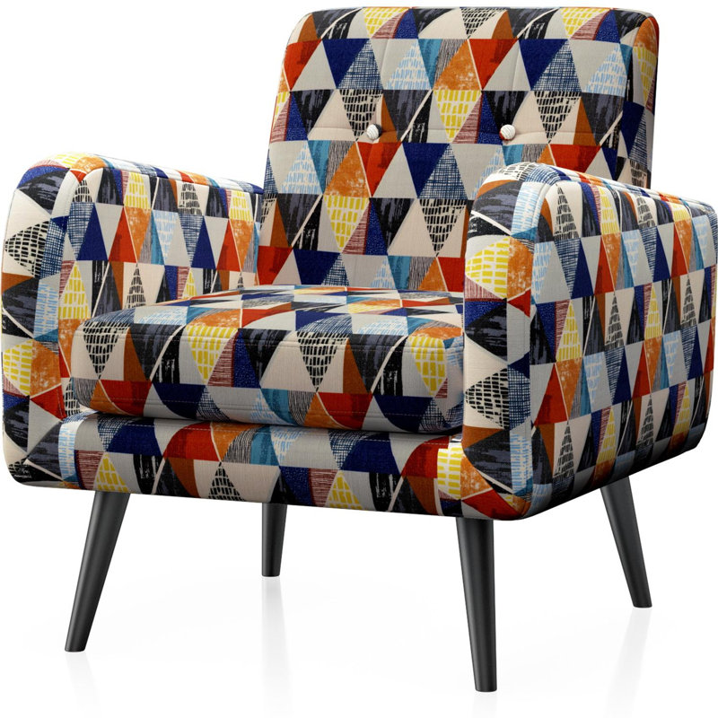 Fauteuil l 29,9 po Davalt, Tissu à losanges bleu marine / gris