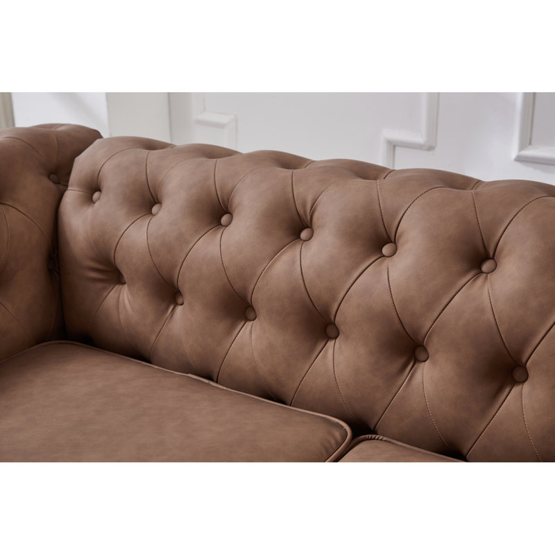 Canapé Chesterfield Modern en similicuir Chesterfield, Brun