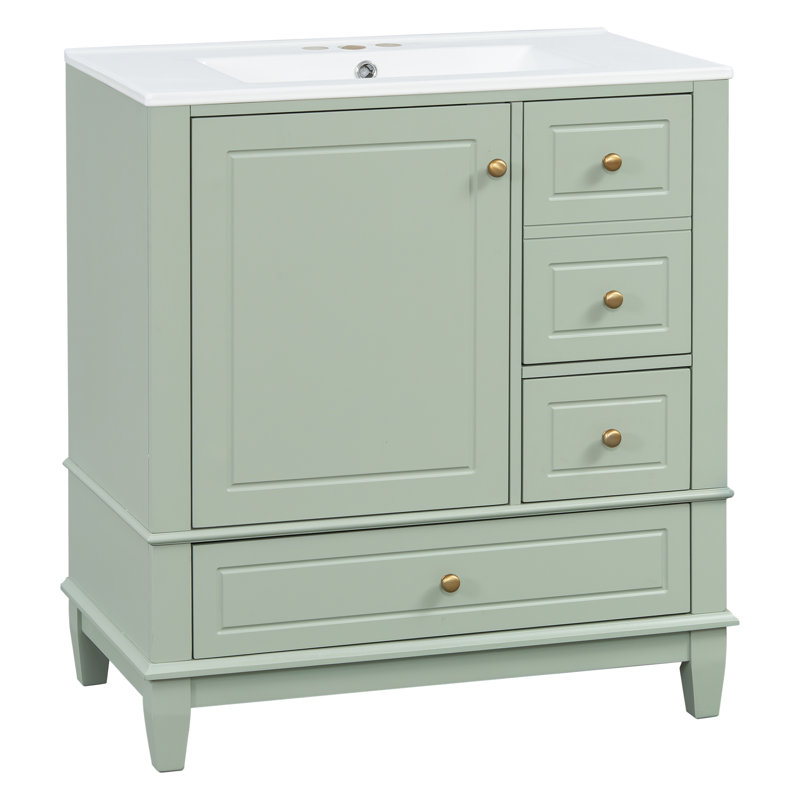 Meuble-lavabo de salle de bain avec lavabo, Vert clair