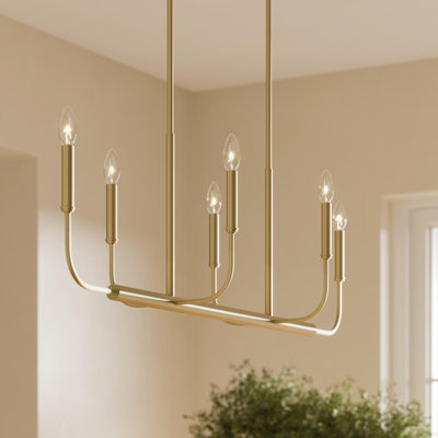 Reines 6-Light Brushed Gold Linear Chandelier