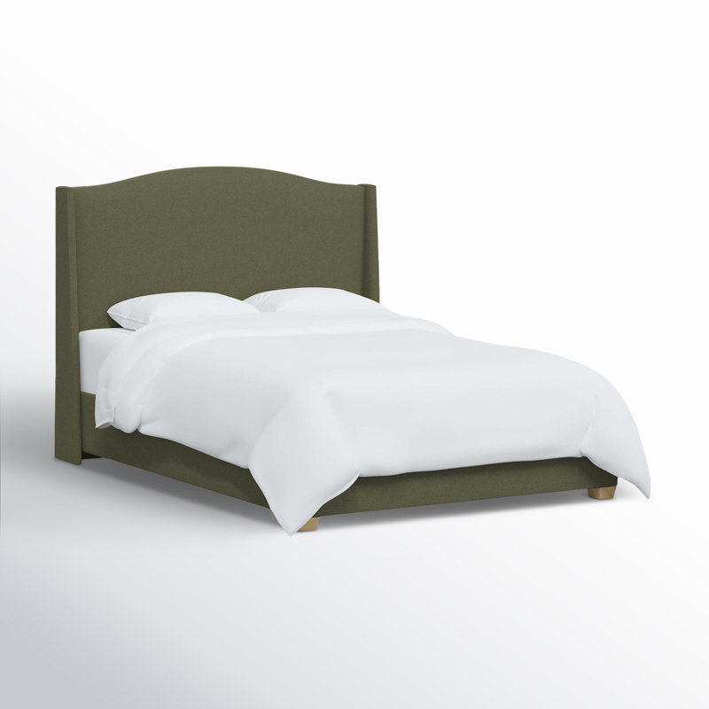 Allis Upholstered Wingback Bed, California King, Zuma Laurel Textured Linen