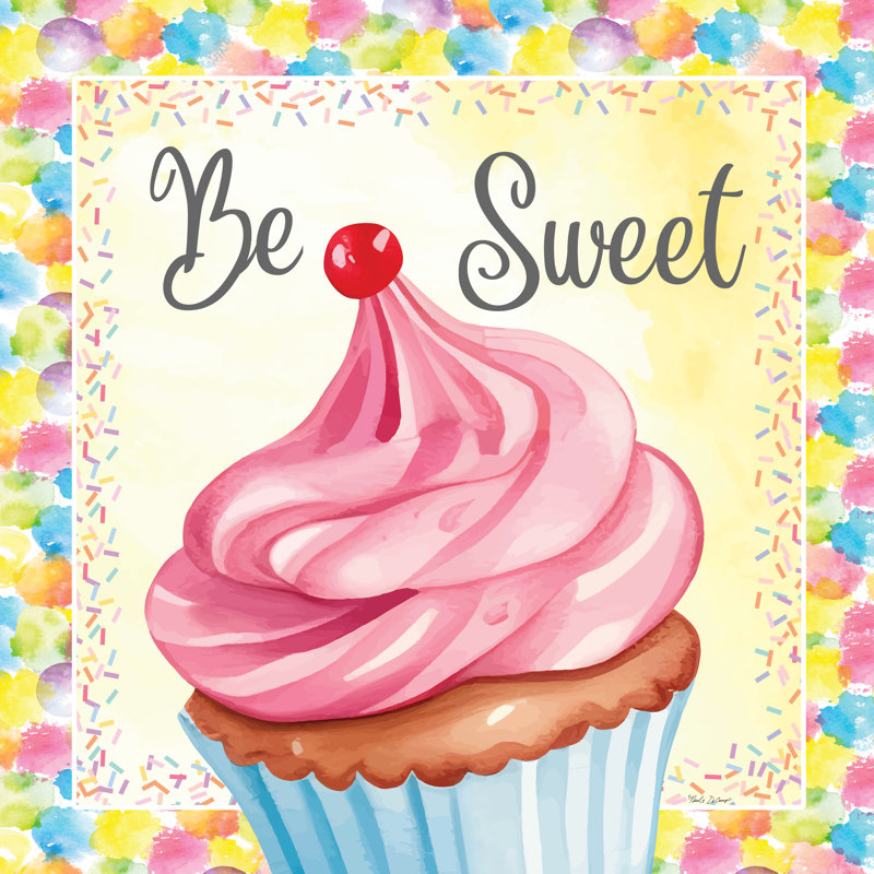 Be Be Cupcake par Nicole DeCamp, H 30 po x l 30 po, Cadre flottant blanc