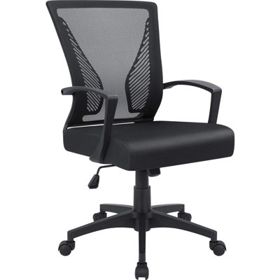 Office Chair Mid Back Swivel Lumbar Support Desk Chair, Computer Ergonomic Mesh Chair With Armrest (Black) -  GLOBAL GIRLS LLC, C0136