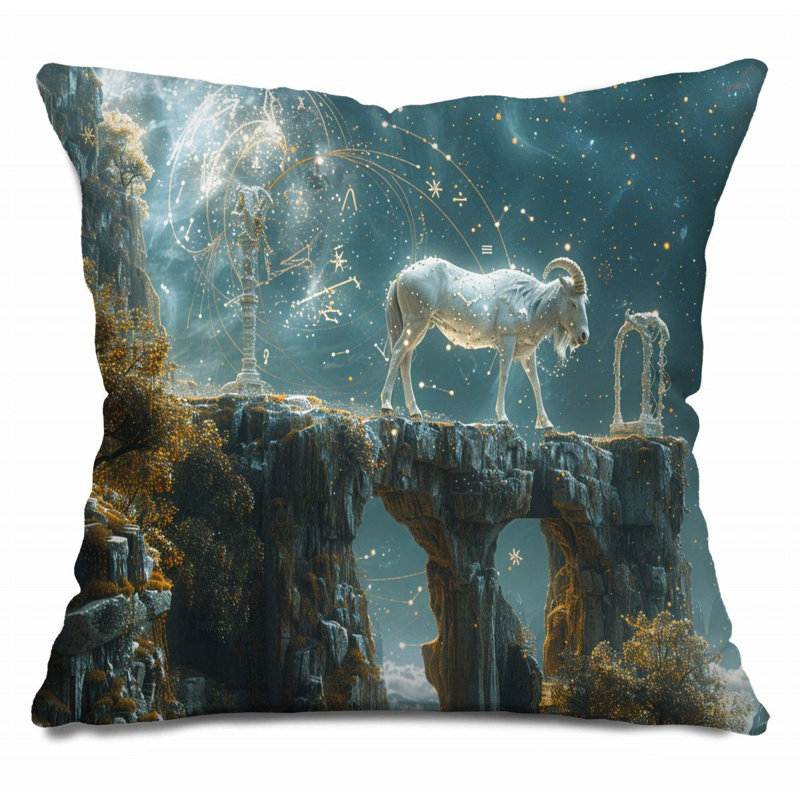 Coussin Trendy, H 14 po x l 14 po, Gris / Bleu foncé