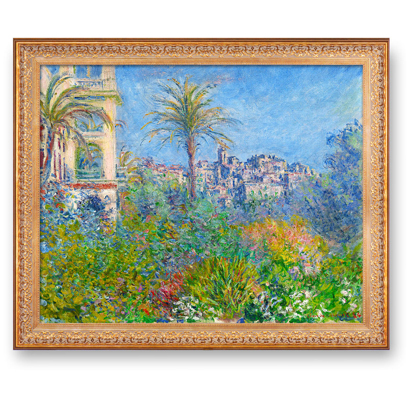 «Villa at Bordviera» par Claude Monet, reproduction d'art encadrée World Classic pour HomeDecor, cadre doré à motif rétro