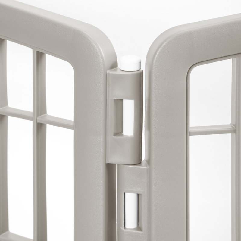 Silver 34"H Plastic 8-Panel Pet Playpen with Door