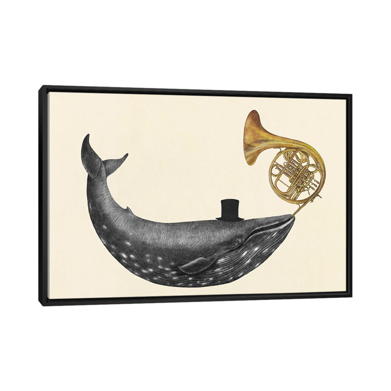 « baleinee song », impression sur toile, H 18 po x l 26 po x P 1,5 po, Toile avec cadre noir, Pas de tapis