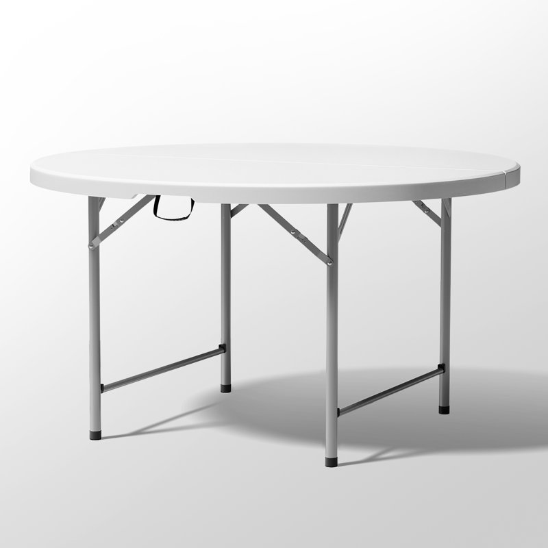 White Round 53" Steel Frame Folding Table