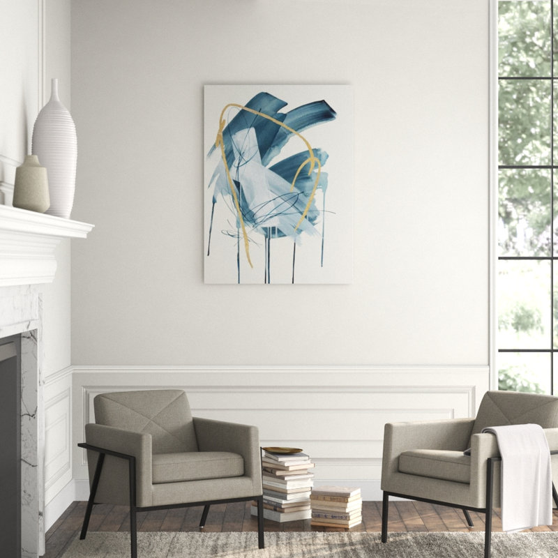 Neutral Blooms III Print by Janice Sadler, Gilded Gold, 48" H x 36" W x 1.5" D