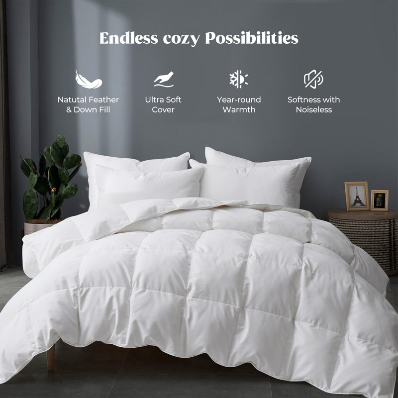 Full Ultra-Soft White Microfiber Goose Down Comforter