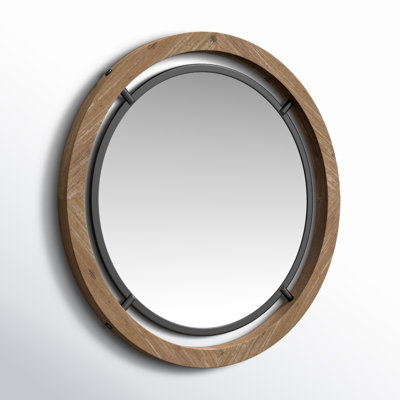 Smita Solid Wood Round Mirror