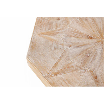 Table basse octogonale en bois avec patchwork