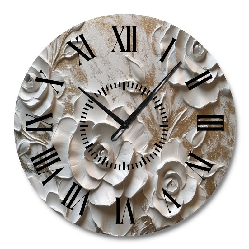 Horloge murale White Roses In Bloom, Grand