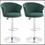 Ensemble de 2 tabourets de bar réglables, tabouret de cuisine rembourré en velours, tabouret de bar pivotant à hauteur de comptoir avec repose-pieds pour la salle à manger