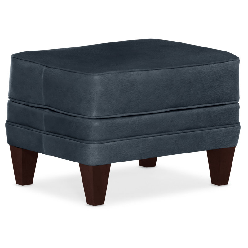 Willow Ottoman, Mahogany, Anilina Hunter Genuine Leather
