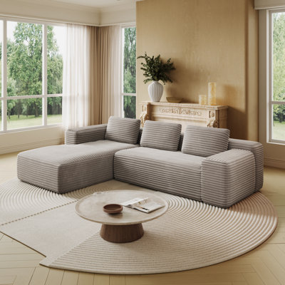 105" Corduroy Cloud Sectional Couch, Upholstered L-Shape Modular Sectional Sofa For Living Room Bedroom, Free Combination Deep Seat Sofa, High Density by Latitude Run