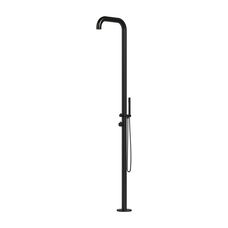 Douche d'extérieur autoportante en acier inoxydable Cascade, Noir mat