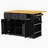 53Inch Large Kitchen Island With Drop Leaf, Power Outlet, Door Internal Storage Rack, Rolling Kitchen Cart On 5 Wheels With 5 Open Side Racks For Kitchen, Dining Room,Black(Not Include Bar Stools)-1337508682