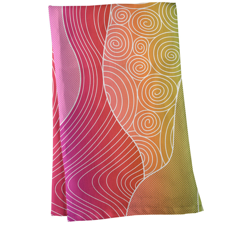 Tea Towel Kitchen Towel, Red/Yellow/Pink, Cotton Twill