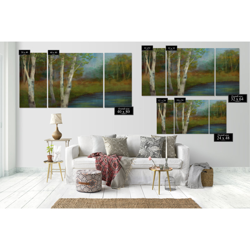 Une image multi-pièces sur toile, "près des eaux fixes", H 24 po x l 48 po x P 1,5 po