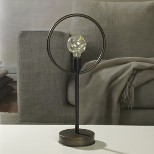 Elements Round Metal Stand with LED Bulb, Assorted