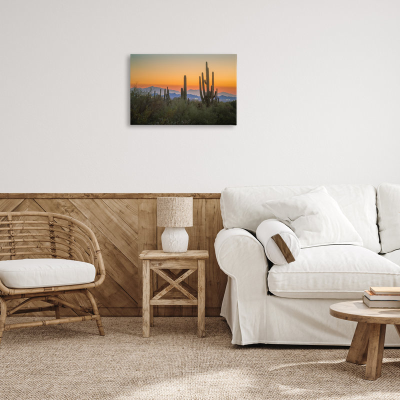 Art mural sur toile Lacting Cacti Sunset par Marty Hulsebos, H 16 po x l 24 po