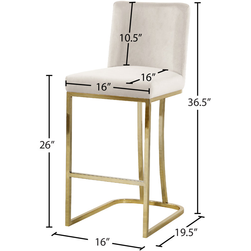 Tabouret de comptoir 26 po Heidi, Doré, Velours crème
