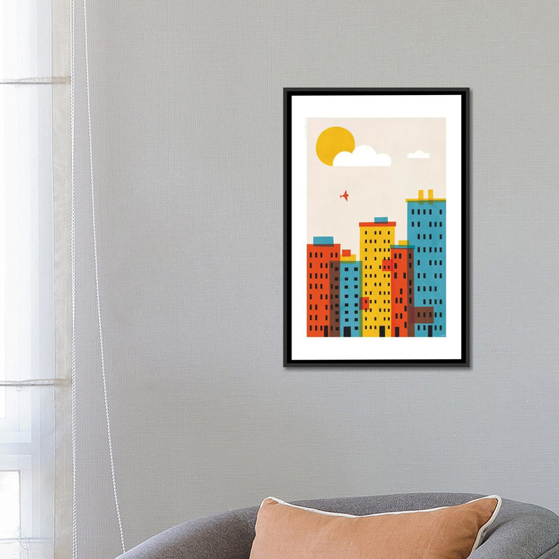« city ii », impression sur toile, H 26 po x l 18 po x P 1,5 po, Toile encadrée noire, Pas de tapis